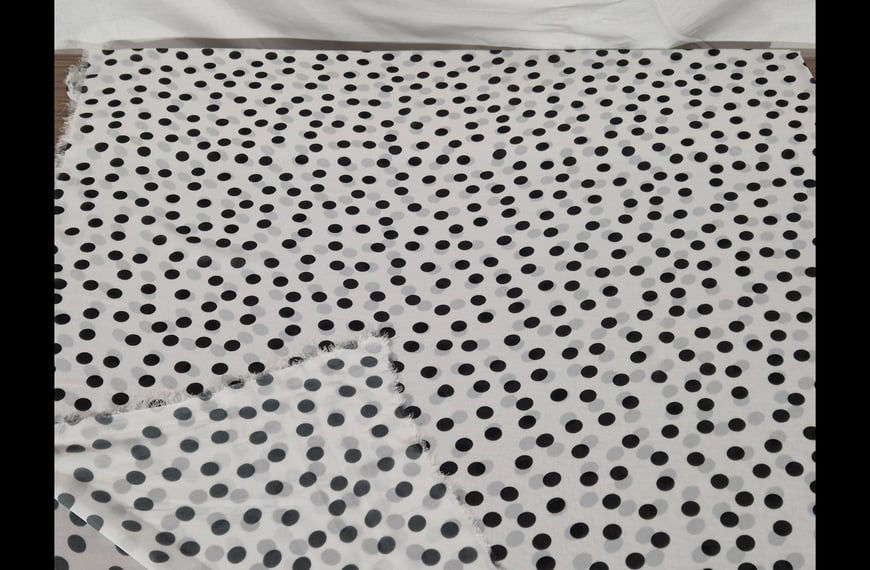 Muslin with Black Polka Dots Polyester Multi-Colored - 150cm