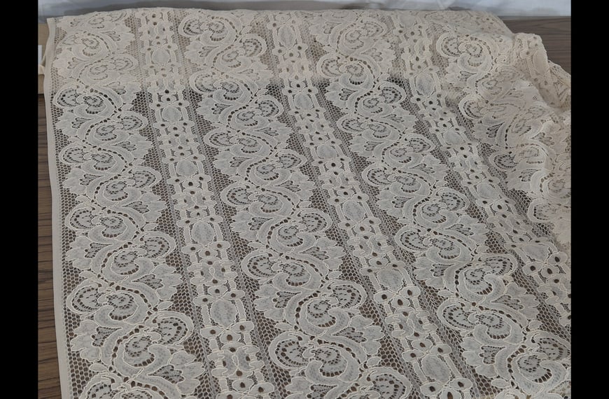 Lace Cordedd with Stripes Polyester Single-Colored - 150cm