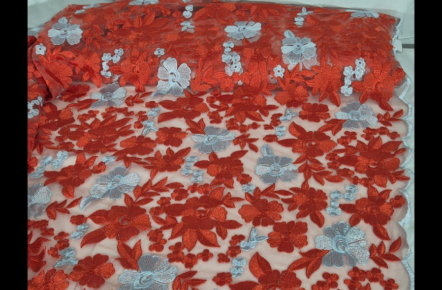 Lace with Flowers Polyester Multi-Colored - 150cm