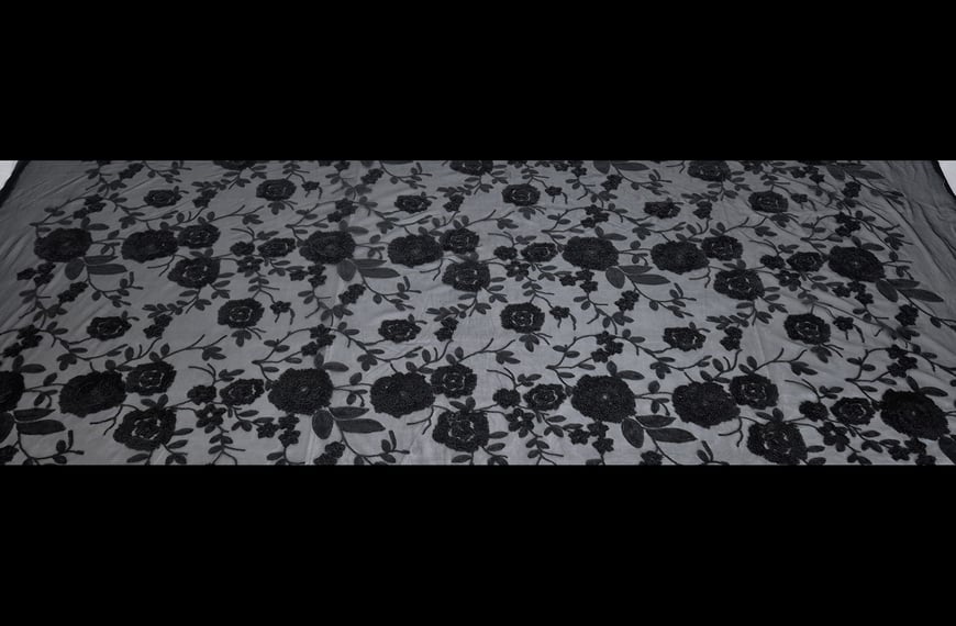 Lace with Tulle, Sequin & Bouquets Polyester Single-Colored - 150cm