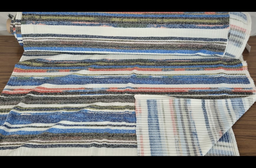 Knit with Stripes Polyester Viscose Elast Multi-Colored - 150cm