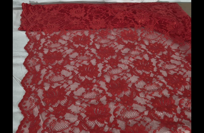 Lace with Tulle & Roses Polyester Single-Colored - 150cm