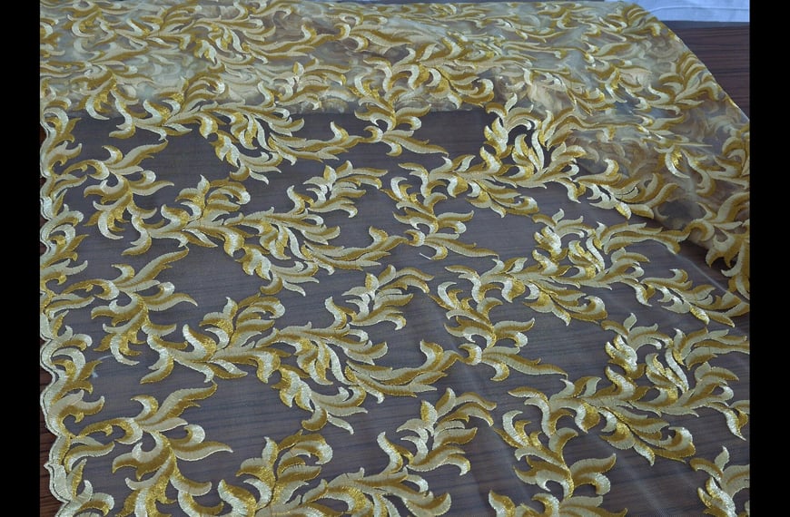 Lace with Yellow Designs Polyester Single-Colored - 140cm