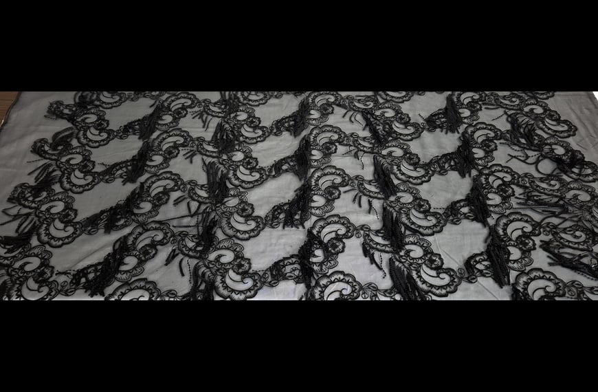 Tulle with Fringes & Sequin Polyester Single-Colored - 140cm