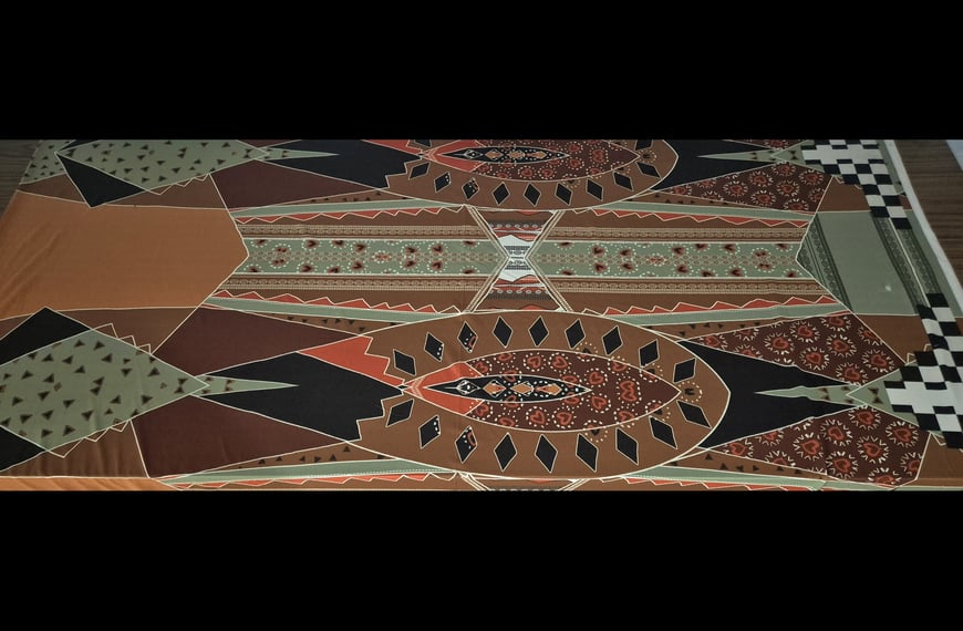 Jersey with Rhombuses & Hearts Polyester Elast Multi-Colored - 150cm