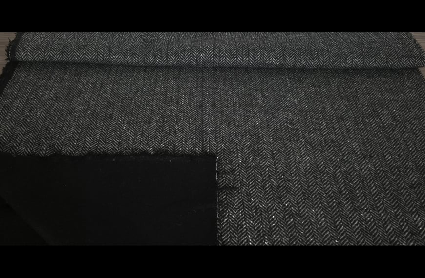 Coat with Herringbone Pattern Polyester Cotton Single-Colored - 150cm