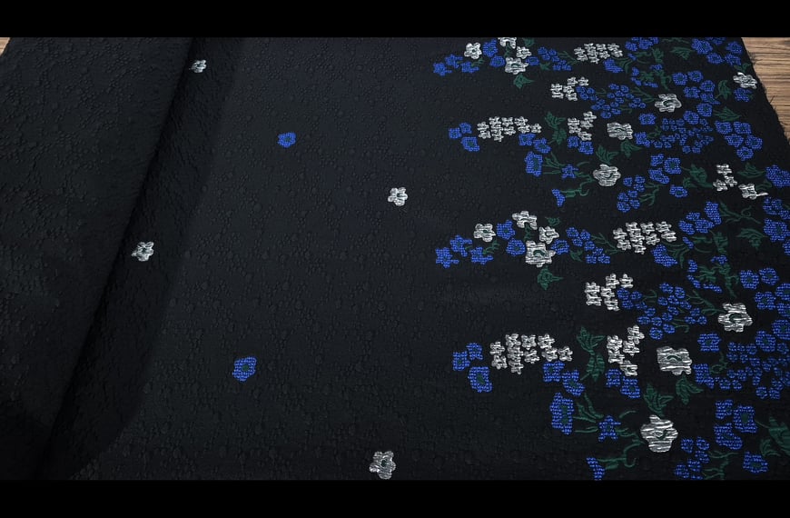 Brocade Lurex with Border & Flower Polyester Elast Multi-Colored - 150cm