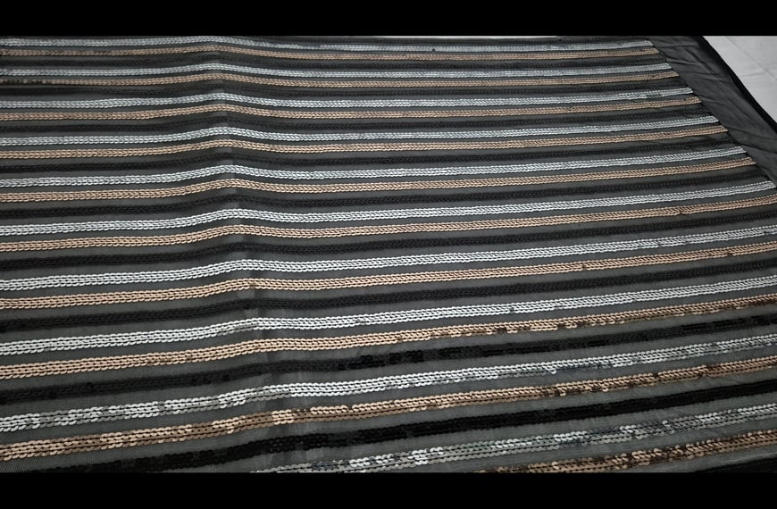 Tulle with Stripes & Sequin Polyester Multi-Colored - 150cm