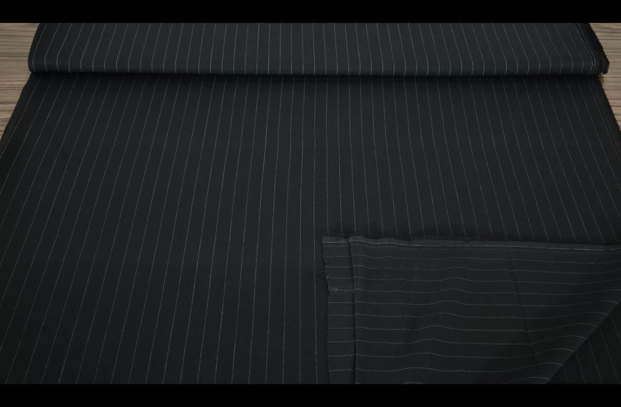 Gabardine with Thick White Stripes Polyester Viscose Elast Multi-Colored - 150cm