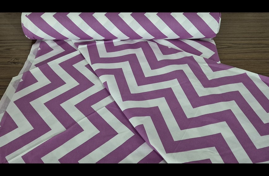 Sheeting with Violet Zig-Zag Cotton Multi-Colored - 240cm