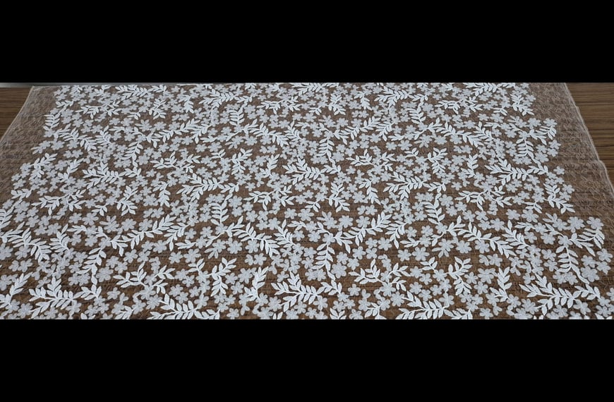 Mesh Tulle with Flowers Sequin Polyester Single-Colored-150cm