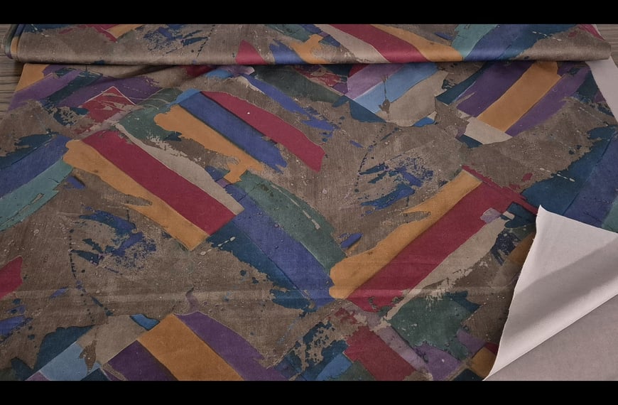 Alcantara with Multi-Colored Brush Strokes in Font Polyester Cotton Multi-Colored - 150cm