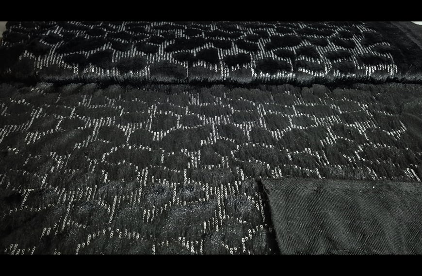 Fur with Sequince like Hive Polyester Cotton Single-Colored - 150cm