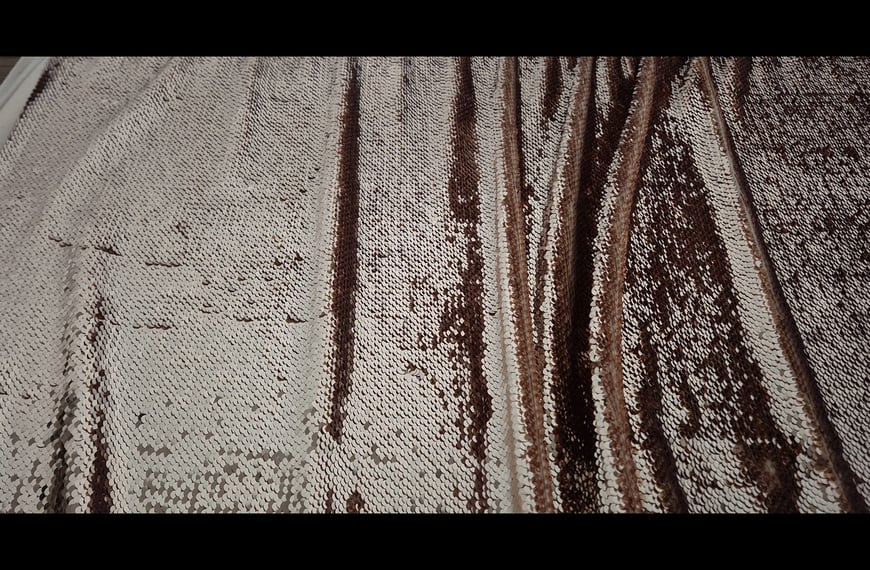 Golden Sequin Polyester Elast Single-Colored - 140cm