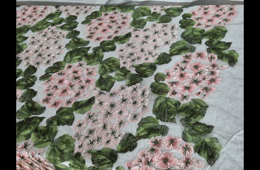 Mesh with Flowers & Leaves Polyester Multi-Colored - 150cm