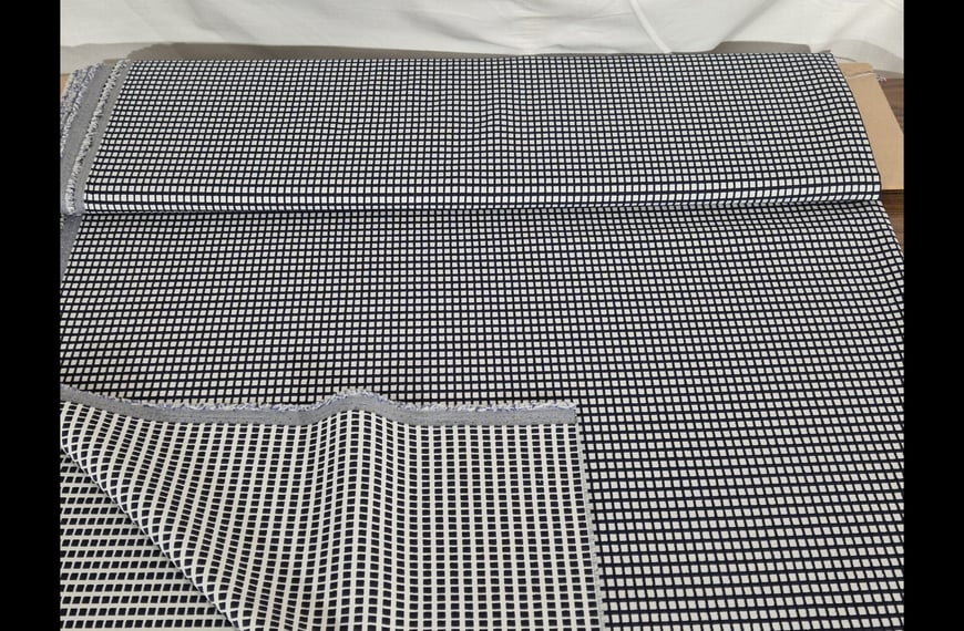 Brocade with White Squares Cotton Polyester Elast Multi-Colored - 130cm