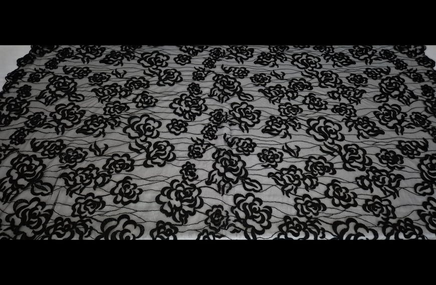 Lace with Roses Big & Small Polyester Single-Colored - 150cm