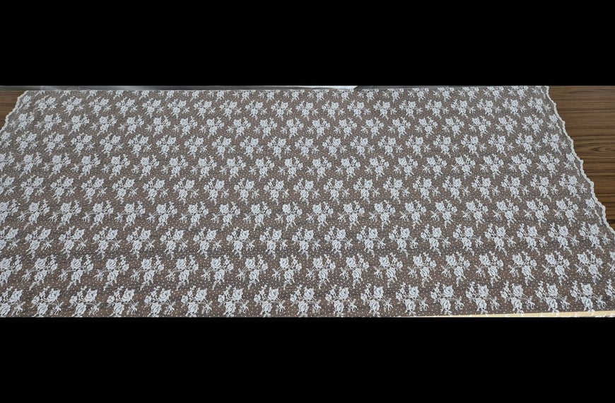 Lace with Small Roses & Glitter Polyester Single-Colored-140cm