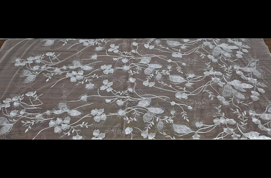 Lace with Floral Patterns and Glitter Polyester Metallic Single-Colored-140cm Lace with Floral Patterns and Glitter Polyester Metallic Single-Colored-140cm