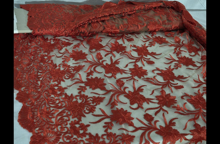 Lace with Flowers & Finish Polyester Single-Colored - 150cm
