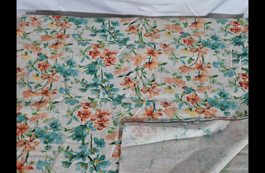 Linen Viscose with Flowers Multi-Colored - 150cm