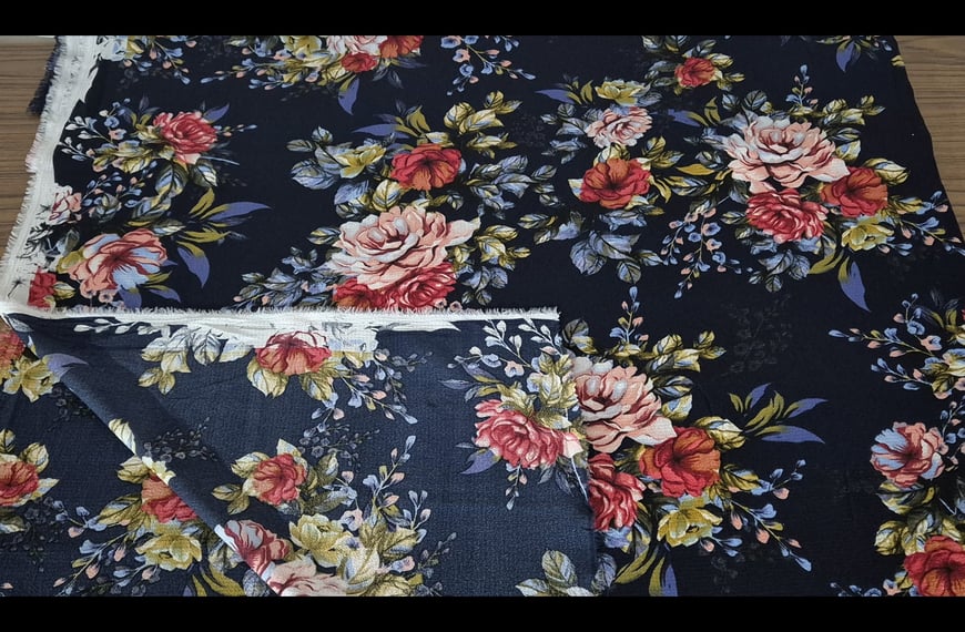 100% Viscose with Roses Multi-Colored - 150cm