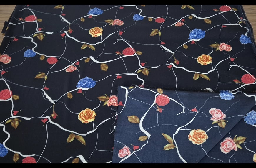 Georgette with Roses Polyester Multi-Colored - 150cm