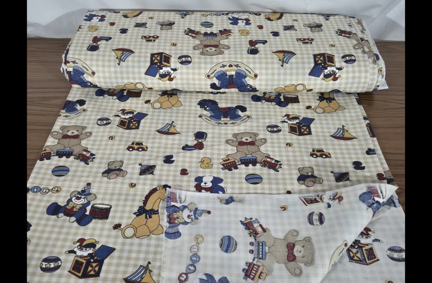 Sheeting with Teddy Bears/Horses/Clowns for Kids Cotton Multi-Colored - 240cm