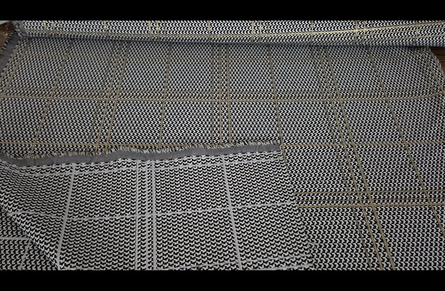 Brocade with Pie De Poule & Checkers Polyester Viscose Multi-Colored - 150cm