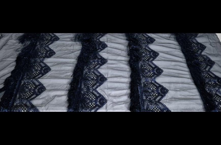 Tulle with Fringes & Lace Polyester Elast Single-Colored - 150cm