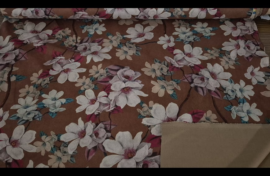 Scuba with Alcantara & Flowers Polyester Elast Multi-Colored - 150cm