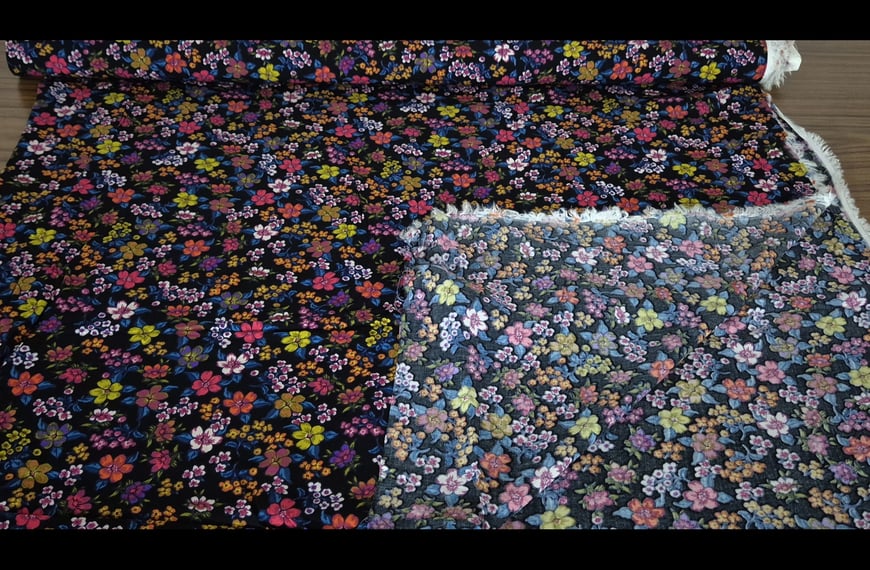 Viscose Elastic with Multi-Colored Small Flowers - 0cm