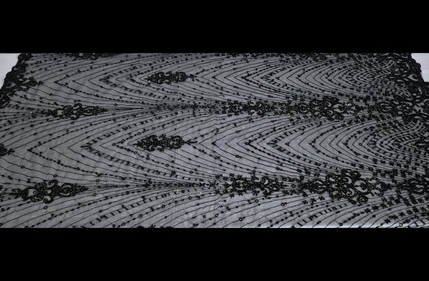 Lace with Ecclesiastical Design, Glitter & Pearls Polyester Single-Colored - 130cm