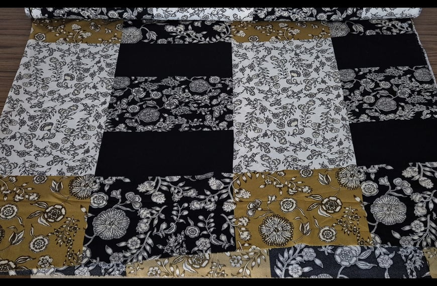 Moroccan with Patchwork & Flowers Polyester Multi-Colored - 150cm