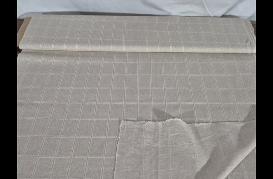 Linen Acetat with Golden Checkers Pattern Multi-Colored - 140cm