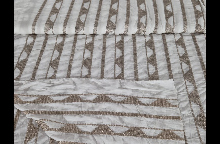 Voile with Golden Stripes Knitted Cotton Multi-Colored - 130cm