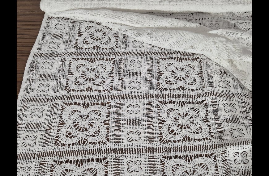 Lace Guipure With Daisies & Squares Cotton Polyester Single-Colored - 120cm