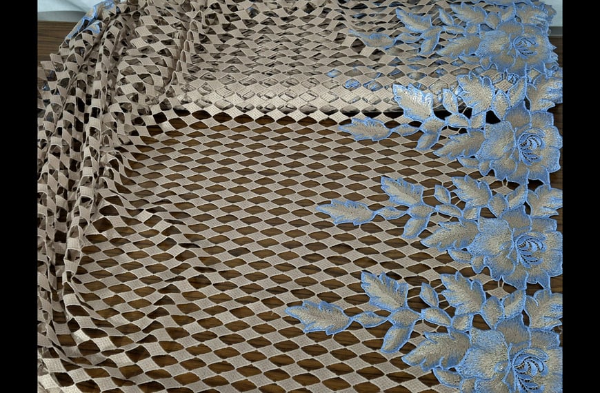 Lace Guipure with Rhombuses & Roses Polyester Multi-Colored - 130cm