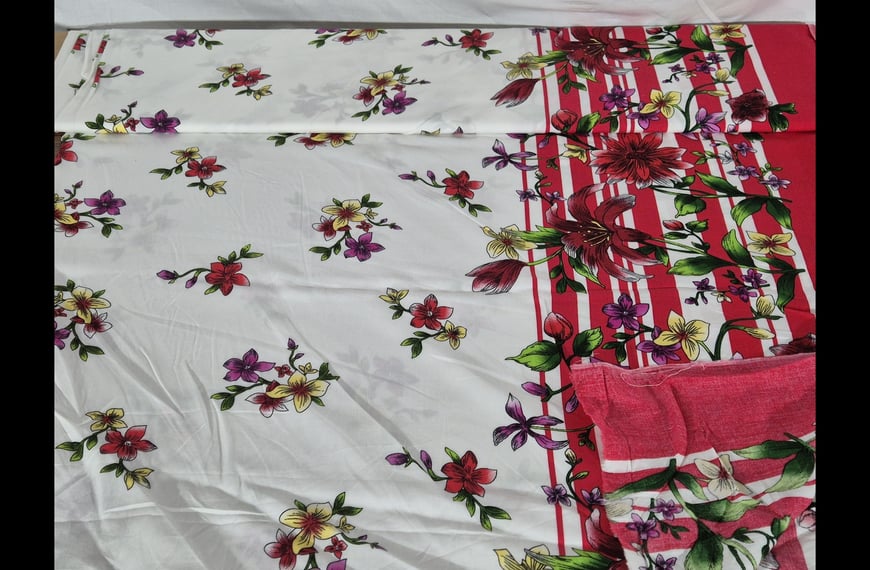 Viscose with Flowers & Stripes Multi-Colored - 140cm