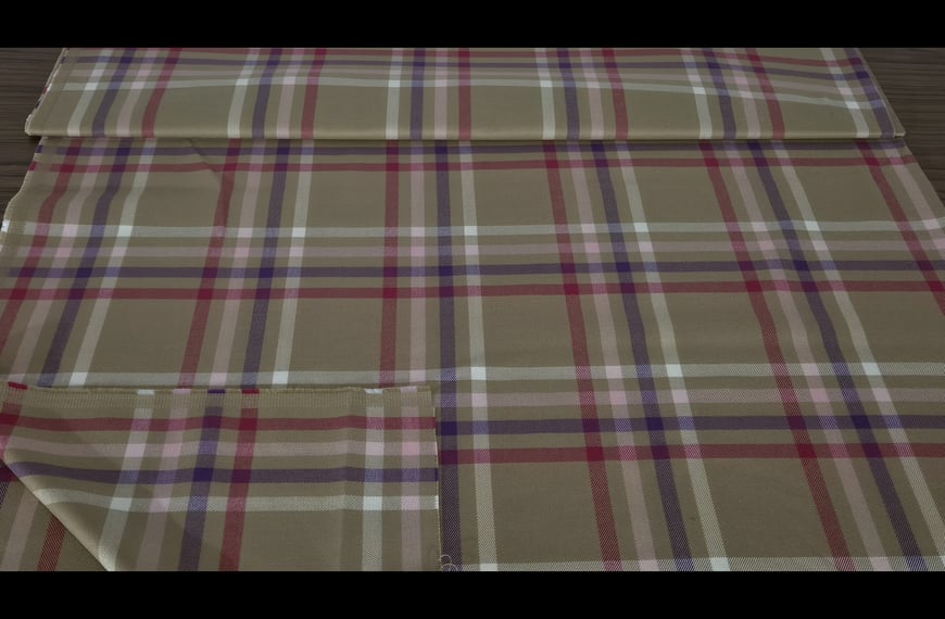 Gabardine with Big Checkers Polyester Viscose Elast Multi-Colored - 150cm