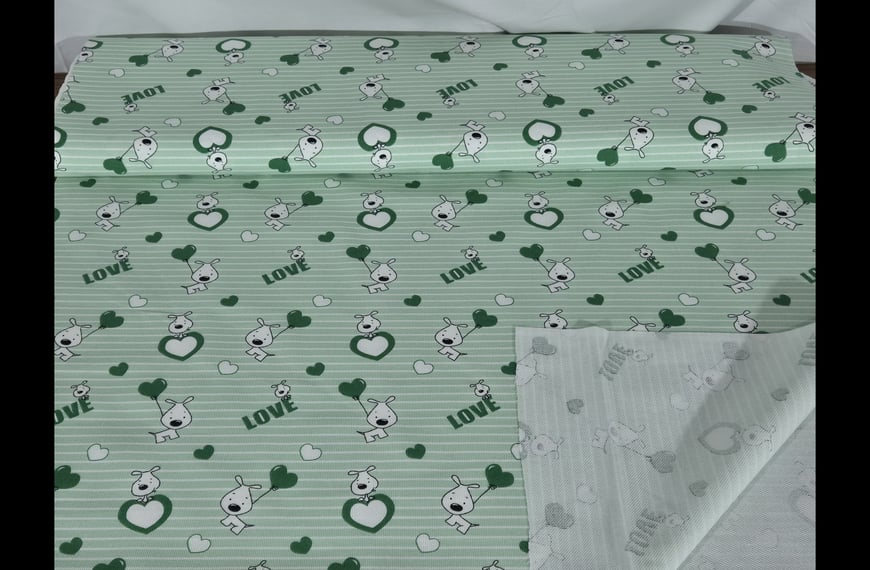 Pique with Dogs & Hearts for Kids Cotton Multi-Colored - 150cm