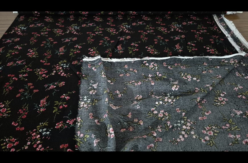 100% Viscose with Red Branch Multi-Colored - 150cm