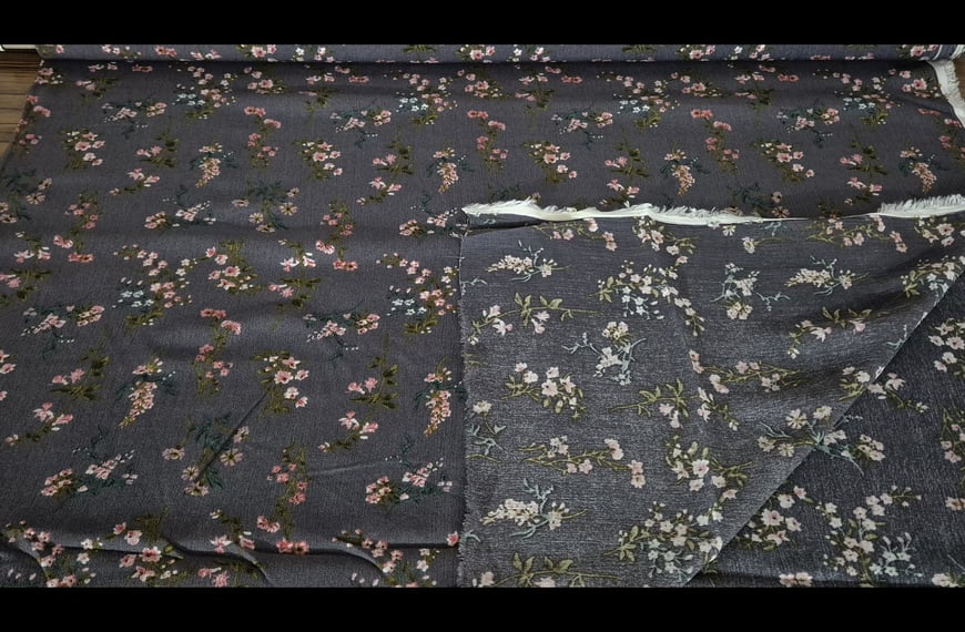 100% Viscose with Multi-Colored Blossoms - 140cm