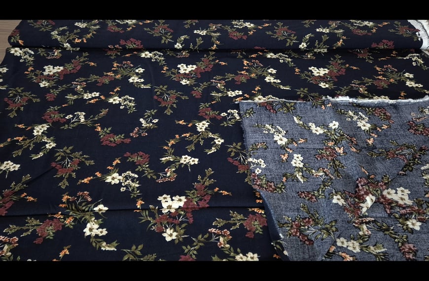 100% Viscose with Multi-Colored Flowers - 150cm