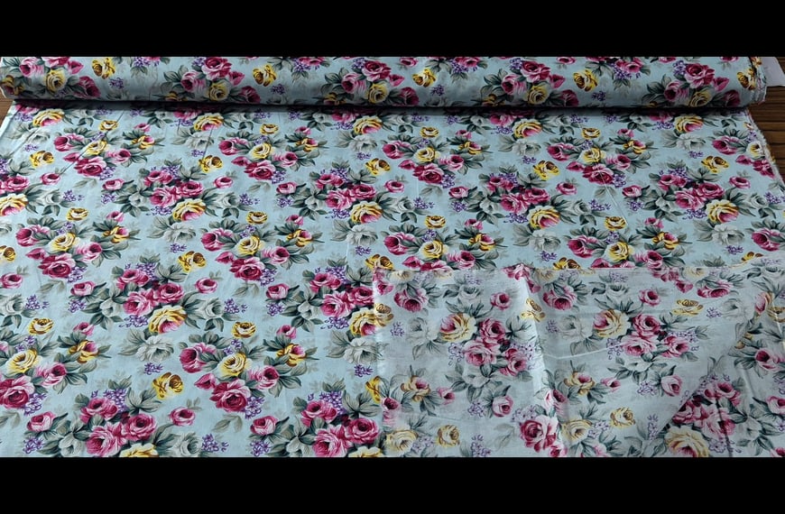 Poplin with Roses Cotton Multi-Colored - 150cm