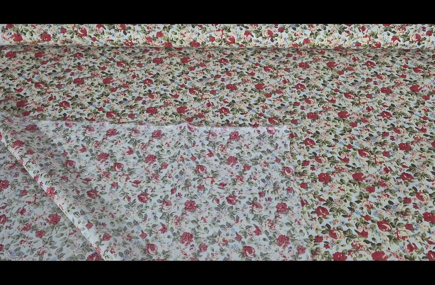 Poplin with Brick Colored Bouquets Cotton Multi-Colored - 150cm