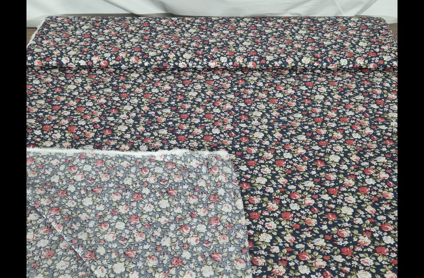 Poplin with Brick Bouquets Cotton Multi-Colored - 150cm