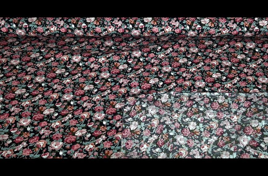 Poplin with Roses Cotton Multi-Colored - 150cm