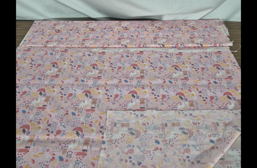 Poplin with Chickens & Rabbits Cotton Multi-Colored - 150cm