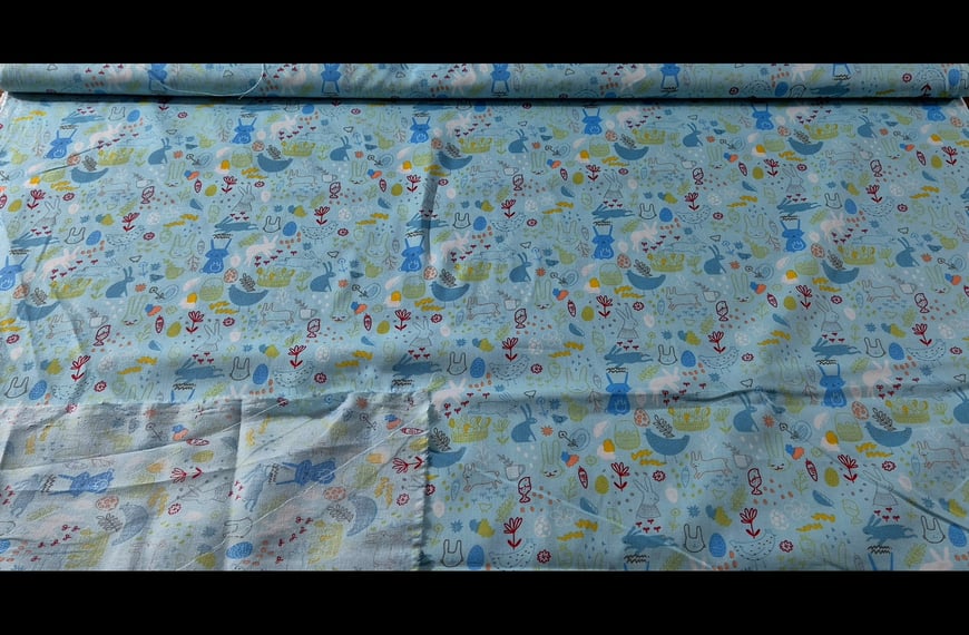 Poplin with Small Rabbits Cotton Multi-Colored - 150cm